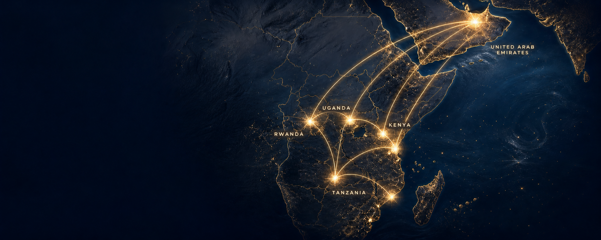 Titan Continental footprint map showing connected cities across East Africa and the UAE